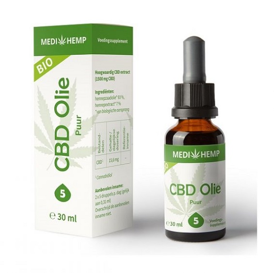 Medihemp CBD olie Puur – 30 ml – 5% – 1500 mg