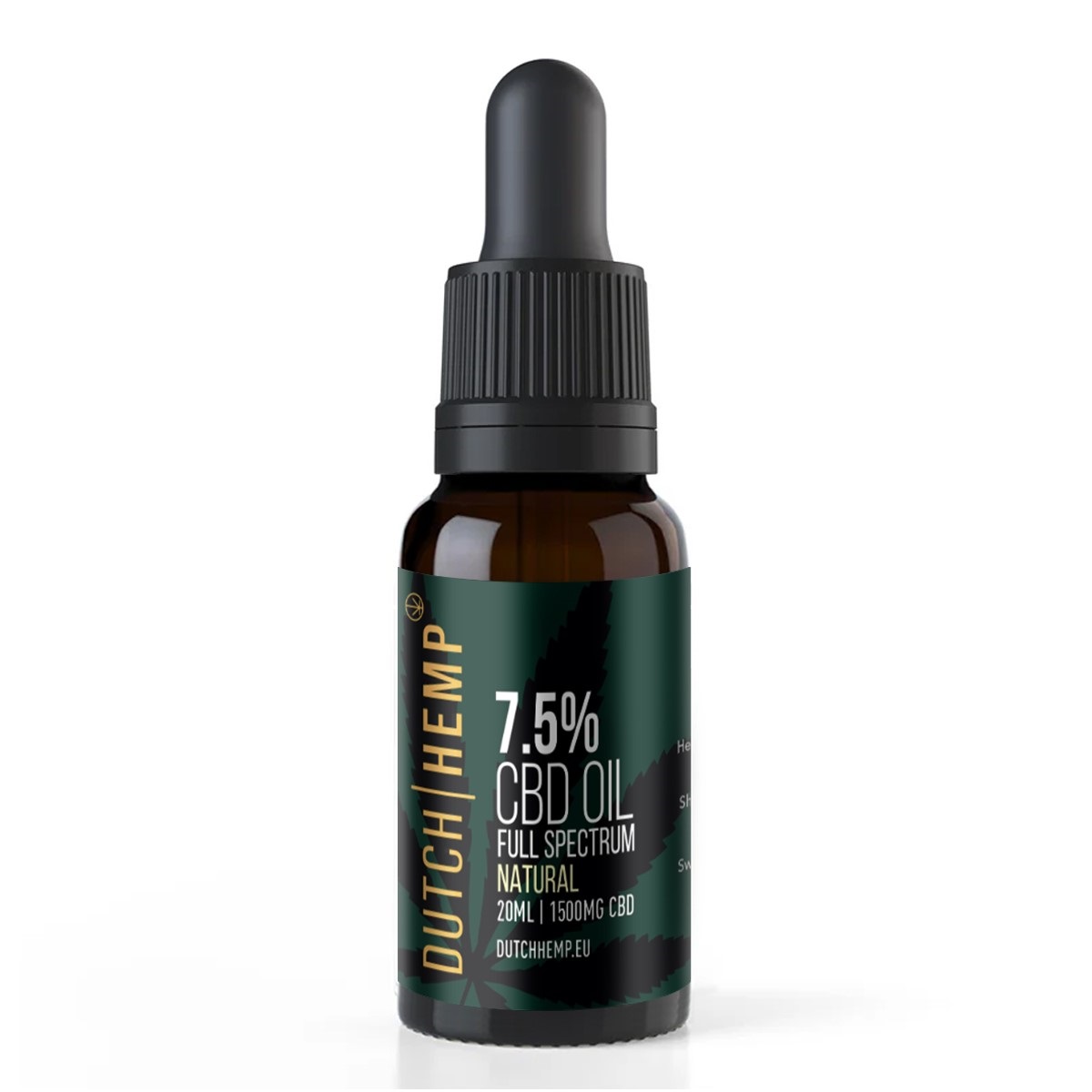 Dutchhemp CBD olie RAW – 20 ml – 7,5% – 1500 mg – Naturel