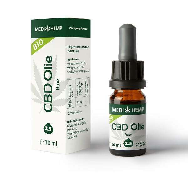 Huile de CBD Medihemp Raw - 10 ml - 2,5% - 250 mg