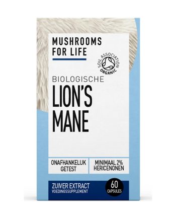 Mushrooms For Life Biologische Lion’s Mane 60 capsules – verpakking voorkant