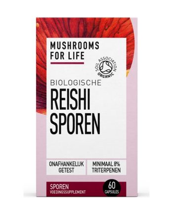 Mushrooms For Life Biologische Reishi Sporen 60 capsules – verpakking voorkant