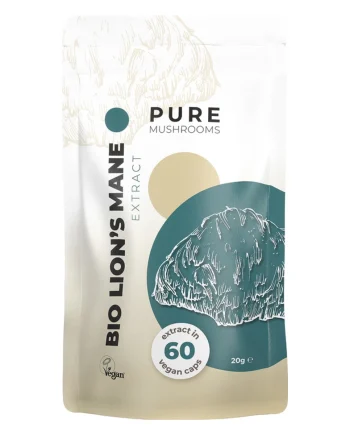 Pure Mushrooms Lion’s Mane Bio, 60 capsules: voorkant van de stazak